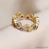 Anéis de casamento 2023 novo design de luxo multicolorido cristal anéis ajustáveis para mulheres delicadas 14K banhado a ouro zircônia anéis de festa presente R231128