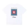 Дизайнерская футболка Mensex Mensex 2023 Летняя новая R Letter Printing High Street Leisure Свободный круглый шей