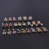 New Korean Geometric Design Metal Stainless Steel Stud Earrings Thin Rod Ear Bone Nail Studs With Colored Cubic Zircon 20g Puncture Jewelry Piercing Gold Wholesale