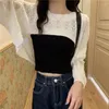 Pulls pour femmes Haussements d'épaules tricotés Femmes Solide Lâche Crop Top Creux Out Designer Hipster -Arrivée Adolescents doux Manches longues All-Match Ulzzang