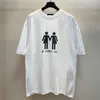 Vêtements pour femmes de créateurs 20% de réduction High Edition 2023 Summer Family Double Statue Drapeau national T-shirt à manches imprimées en couleur de travail lourd
