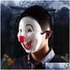 Maschere per feste Halloween Jester Jolly Cartoon Mask Forniture festive Mardi Gras veneziano per balli in maschera Pvc Fl Face Mens Clown Dro Dh98D