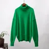 Maglioni da donna Maglione oversize dolcevita verde pullover vintage maglione donna inverno spesso caldo lavorato a maglia sciolto tinta unita