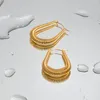 Hoop örhängen Allme Delicate Twist Spring for Women Man unisex 18K Gold Pvd Plated Titanium Steel Waterproof Earring