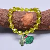 Strand söt romantisk kvinnlig pärlstav stretch armband peridot crystal and cactus charm tassel för kvinnor boho smycken grön