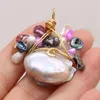 Pendant Necklaces Wholesale Natural Semi-precious Stone Irregular Pearl Crystal Bud Charms For Jewelry Making DIY Necklace Accessories 1PC