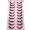 3 PCFalse Eyelashes Nouveau 10 paires 3D Faux vison cheveux Faux cils naturel désordre cils entrecroisé vaporeux moelleux cils Extension outils de maquillage des yeux Z0428