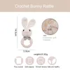 Rattles Mobiles Baby Ratchet Amigurumi Rabbit Ratchet Bell Born Knitting Gym Toys Education Teeth Baby Mobile Ratchet Toys 0-12 månader 230427