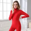 Kvinnors termiska underkläder Vinterkläder Kvinnor Thermal Underwear Turtleneck Solid Color Slim Long Johns Female Thermo Clothing Pyjamas Warm Thermal 231127