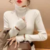 Kvinnors tröjor Pullover Gigh Neck Red Ladies Turtleneck Sticked Top For Women Modern Tall Tops Korean Luxury Wirchet