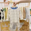 Rompers 9m6t Babies 100% Cotton Soft Underwear Clothes Suit Cute Cartoon Printing Clothings Set Kids Infant Girl Boy Pajamas 2pcs 230427