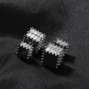 Modische quadratische Block-Ohrringe, weiß vergoldet, dreidimensionale, quadratische Zirkon-Ohrstecker