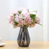 Decorative Flowers Pink Artificial Latex Hydrangea Branch Real Touch Green Plant Flower Arrangement Wedding Home Garden Living Room