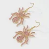 Dangle Earrings Lalynnly Halloween Fashion Sweet Pink Color Spider Pattern Rhinestone Drop For Women Party Gift Jewelry Wholesale E9871