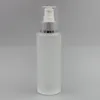 120ml vazio geada vidro spray garrafa de névoa fina 4oz recarregável redondo creme bomba dispensador colar de prata ouro com pulverizador de alumínio dmjw