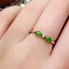 Bagues de cluster Naturel Véritable Vert Jade Bague Charme Bijoux Mode Femme