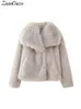 Women's Fur Faux Fur Lapel Faux Fur Jacket Coat Women Loose Long Sleeve Fluffy Warm Coats Female Winter Luxury Fashion Lady Overcoat Streetwear 231128