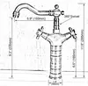 キッチン蛇口ヴィンテージレッド銅アンティークブラスデュアルクロスハンドルスイベルスパートバスルーム盆地シンク蛇口コールドミキサータップANF128
