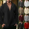 Felpe con cappuccio da uomo maglione maschile pullover tinta unita uomo casual qualità mezza colletto alla coreana cerniera cotone maglioni basic invernali Homme