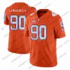 Clemson 2019 Tigers # 13 Hunter Renfrow 42 Christian 90 Dexter Lawrence II 99 Clelin Ferrell Roxo Branco Laranja Champions Jersey High