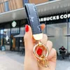 Fashion keychain printed pattern PU leather keychain car accessories key ring lanyard key wallet chain rope chain set