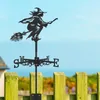 Garden Decorations Magic Broom Witch Weathervane Silhouette Art Black Metal Wind Veans Outdoors For Roof Yard Building 231127