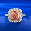 Romantischer rosafarbener Moissanit-Diamantring aus 100 % echtem 925er Sterlingsilber, Party-Hochzeitsbandringe für Damen und Herren, Verlobungsschmuck