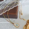 Hanger Kettingen Ins Mode Roestvrij Stalen Ketting Sieraden Waterdrop Lichtblauw Opaal Shell Voor Vrouwen Meisjes