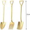 Cucharas 9 PCS Pala Cuchara Té de acero inoxidable Café de lujo Helado Postre Vajilla Cuchillo Tenedor