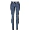 Jeans kvinnor sträcker denim jeans magra täta persika höfter skjuter upp form blyerts byxor super elastiska låg midja fitness leggings smala xs