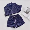 Seksowne piżamę Silk Silk Pajamas Family Set Set Heart Hafted Pajamas PJ Zestaw Satynowa odzież nocna Pękama 2020 Pękamie Verano Mujer 231128