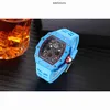 Diseñador Ri Mlies Relojes de lujo Relojes de aguja para hombre Reloj mecánico Seis hombres Casual Silicona Ghost Head Wine Barrel Marca suiza Reloj de pulsera deportivo