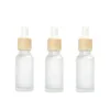 Empty Refillable Dropper Bottles Frosted Glass Vial Cosmetic Container Jar Holder Sample Bottle with Imitated Wooden Lids Mwasj