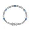 Bracciale tennis di design da 4 mm donna argento sterling 925 blu malocchio bianco 5A zirconi catena da donna gioielli di lusso San Valentino braccialetti con diamanti confezione regalo 16-18 cm