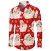 Chemises décontractées pour hommes Motif de flocon de neige Chemise de Noël Fête Thème drôle Impression 3D Rouge Manches longues Bouton vers le bas Chemisier