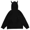 Hoodies voor heren Sweatshirts Aolamegs Hoodies Heren Twist Breien Demon Horns Effen Kleur Rits Jassen Zacht Gezellig Hipster Tops Hip Hop Los Casual Streetwearzln231128