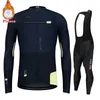 Wielertruisets Winterteamkledingset Thermisch fietsjack met lange mouwen Broekpak Bib MTB Mountainbike 231127