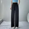 Pantalon féminin Été Ligne large pour 2023 Haute taille Drop Ice Silk Baggy Pantums Floor Draging Sports Jogging