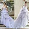 Glamorous A-line Prom Dresses Sweetheart Tulle Layered Up Backless Zipper Draped Court Gown Custom Made Plus Size Party Dress Vestido De Noite