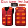 Men's Vests 12 Area Heating Vest MenWomen Casual Vneck USB Heated Smart Control Temperature Jacket Cotton Coat Winter Hunting 231128