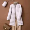 Women's Down Parkas 2023 New Autumn Winter Ultralight Women Long Duck Down Coats Korean Style O-Neck Feather Liner Collarless Puffer Jackets L231129