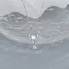 Hänge halsband voq silver färg Fairy Stick Moonstone Love Halsband Vatten Drop Heart Clavicle Chain Party Wild Jewelry Gift