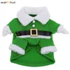 Hundkläder Warmhut Christmas Elf Dog Cat Costume With Hat Funny Pet Christmas Winter Fleece Coat Clothes Outfit Apparel S M L XL Size 231129