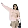 Maglioni da donna firmati 2023 Inizio autunno Nuovo arco di trionfo asciugamano ricamato motivo rosa imitazione zibellino maglione pullover a maniche lunghe DISN