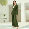 Women's Two Piece Pants 2023 Office Modern Solid Energetic Sexy Casual Full Sleeve Shinny Chic Ladies Slim Set Women Autumn