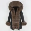 Pelliccia sintetica da donna OFTBUY Giacca invernale moda Donna Cappotto reale Colletto in volpe naturale Sciolto lungo Parka Grande tuta sportiva staccabile 231129