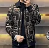 Jaquetas masculinas Designer Mens Jaqueta Outono Novo Mens Light Luxury Business High End Edição Coreana Casual Slim Fit Impresso Flip Collar Jacket com tendência de moda simples