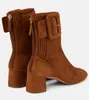 Berömd vinterdesigner läder aquazzura manzoni bootie svart grå brun mocka slouchy kvinna bootie utsmyckad lek mitten kalvblock häl sträcka 35-43