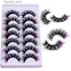 False Eyelashes Lashes extensions Russian Volumes 7 Pairs Colorful False Eyelashes D Curl Natural Fluffy Colored Makeup Faux Eyelash maquiagem Q231129