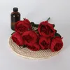 Flores decorativas grinaldas peônias buquê de flor artificial decoração de casamento vermelho 7 cabeças de seda falsa decoração de casa decoração de home bruchdecorative